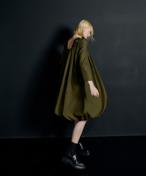 et.UNiVER ドレス Reversible Balloon Silhouette Knee-Length Dress