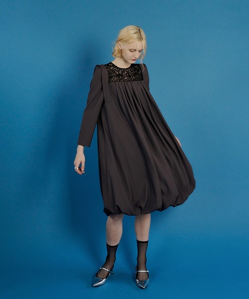 et.UNiVER ドレス Reversible Balloon Silhouette Knee-Length Dress