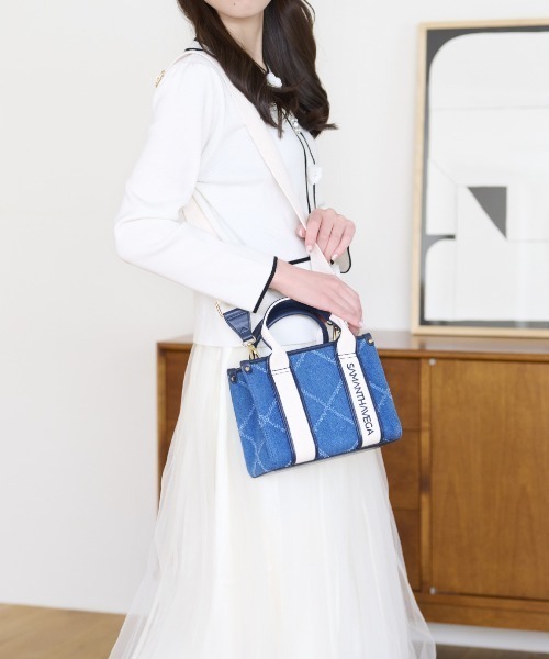 Samantha Vega ショルダーバッグ バッグ ロゴテープデニム風