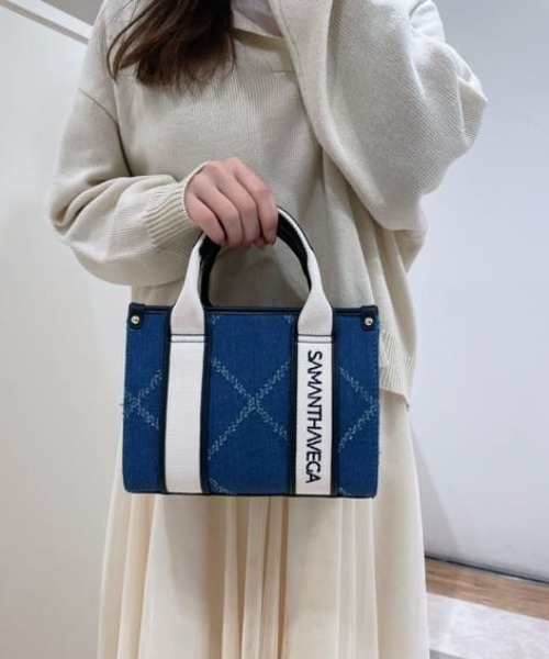 Samantha Vega ショルダーバッグ バッグ ロゴテープデニム風