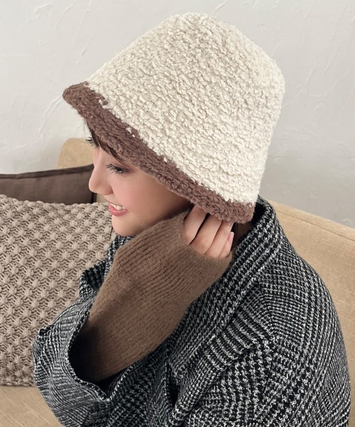 帽子 ハット ふち配色ボアバケットハット レディース : ZOZOTOWN Yahoo