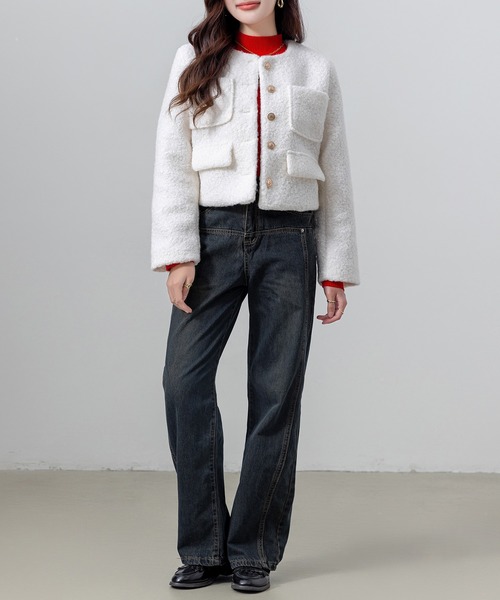 DAY CLOSET ジャケット ノーカラージャケット 「クロップド丈」金釦に