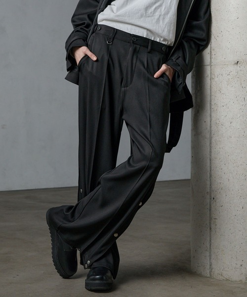 SERACE スラックス 「SERACE」Side button loose drape wide