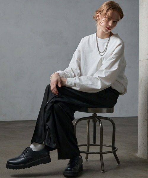 SERACE スラックス 「SERACE」Side button loose drape wide
