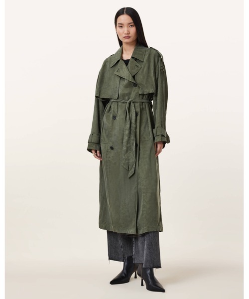 オールドイングランド　トレンチコートライナー付き　ロング丈　グリーン ALLSAINTS（オールセインツ） トレンチコート コート LINNIE