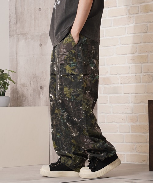 INFLATION カーゴパンツ迷彩ウォッシュドストリートダメージ ヴィンテージウォッシュパラシュートカーゴパンツ｜WEGO