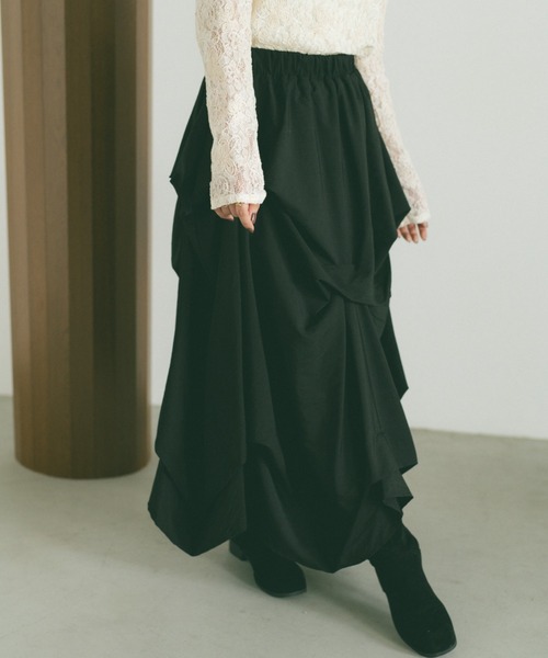 スカート タックデザインスカート/SMサイズ展開の画像