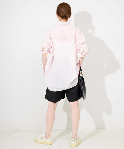 SLOBE IENA パンツ リネンレーヨンハーフキュロット レディース