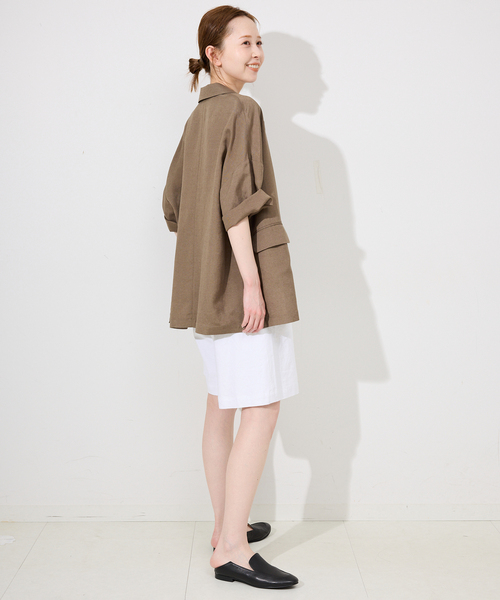 SLOBE IENA パンツ リネンレーヨンハーフキュロット レディース
