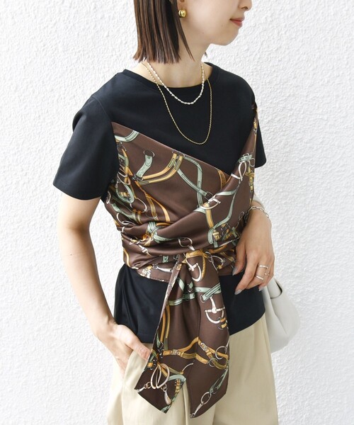 SHIPS tシャツ 「WEB限定」「手洗い可能」スカーフ コンビ TEE