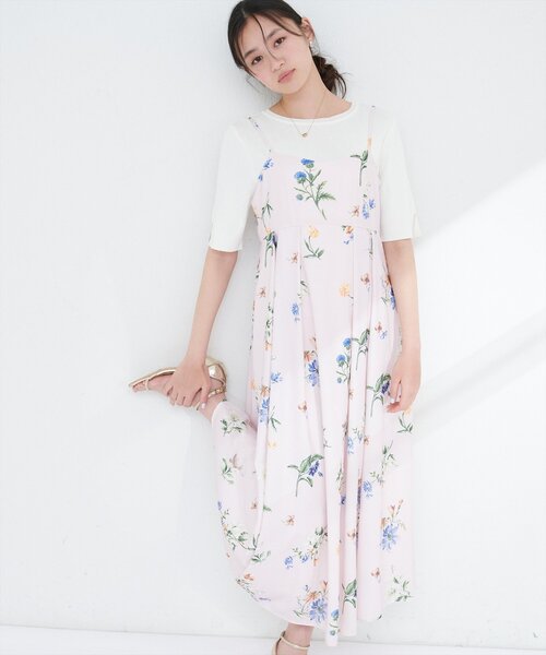 natural couture ガーデンフラワー柄フレアキャミワンピース ガーデンフラワー柄フレアキャミワンピース | natural couture