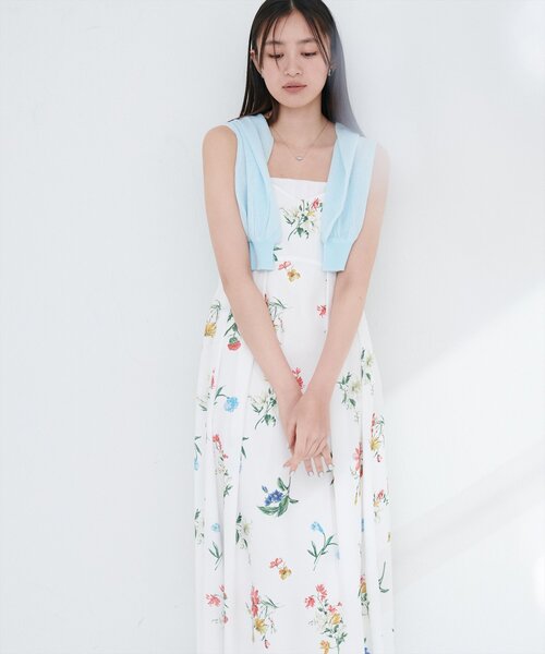 natural couture ガーデンフラワー柄フレアキャミワンピース natural couture ワンピース ガーデンフラワー柄フレアキャミ