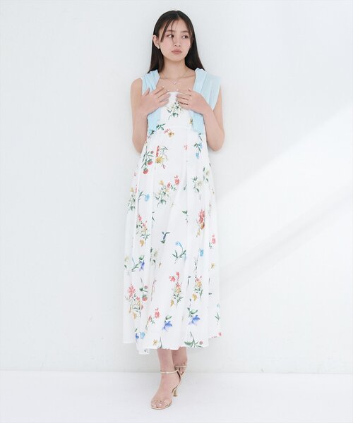 natural couture ガーデンフラワー柄フレアキャミワンピース ガーデンフラワー柄フレアキャミワンピース | natural couture