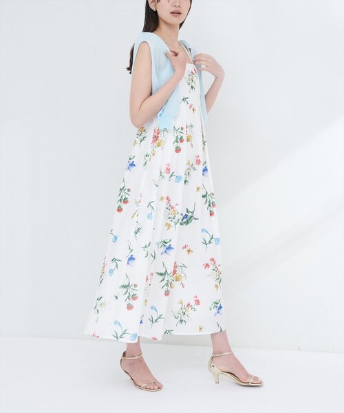 natural couture｜ガーデンフラワー柄フレアキャミワンピース