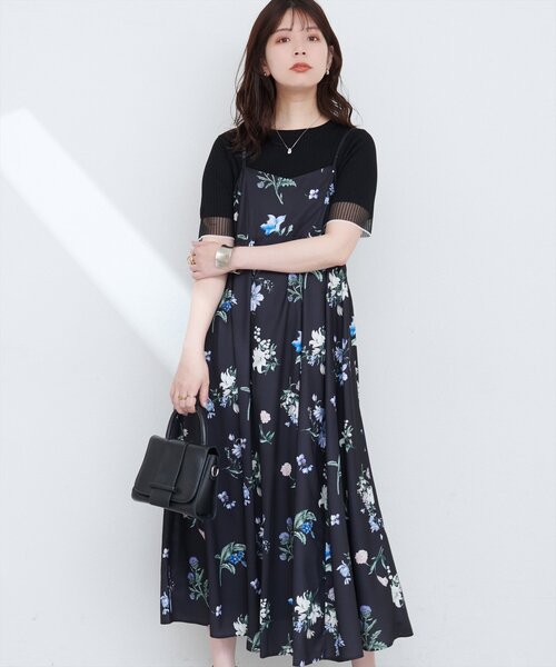 natural couture ガーデンフラワー柄フレアキャミワンピース ガーデンフラワー柄フレアキャミワンピース | natural couture