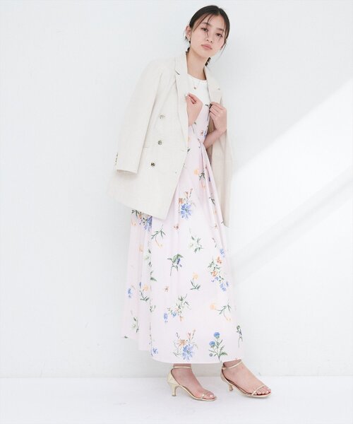 natural couture ワンピース ガーデンフラワー柄フレアキャミ