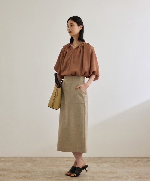 ブラウス シャツ 楊柳スキッパー半袖ブラウス/洗える レディース ROPE' ブラウス シャツ 楊柳スキッパー半袖ブラウス/洗える