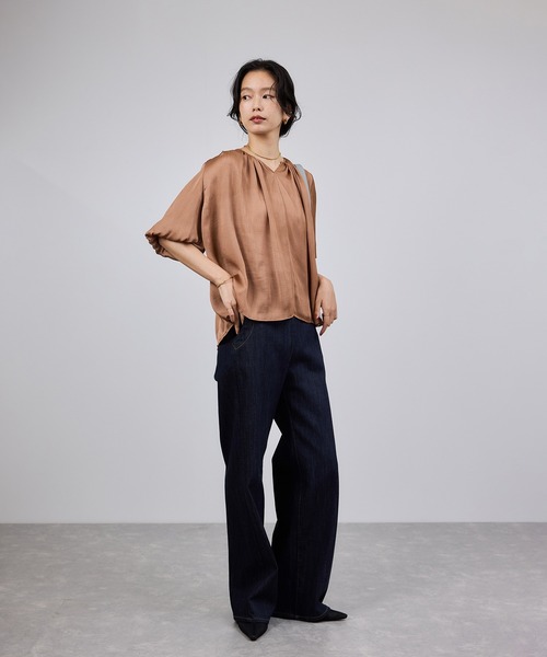 ROPE'（ロペ） ブラウス シャツ 半袖 シアー楊柳スキッパーブラウス
