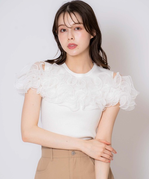 最終お値下げ 【新品、タグ付き】Noela ショルダーフリルニット NOELA（ノエラ） ニット セーター モチーフフリルニット レディース