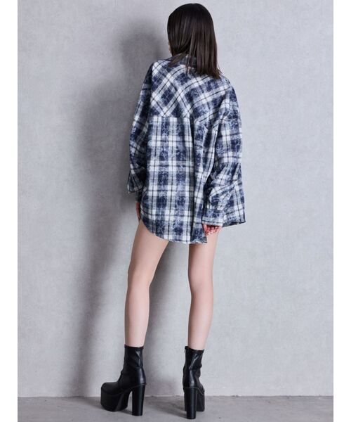 GYDA（ジェイダ） ブラウス シャツ processing checkered print loose