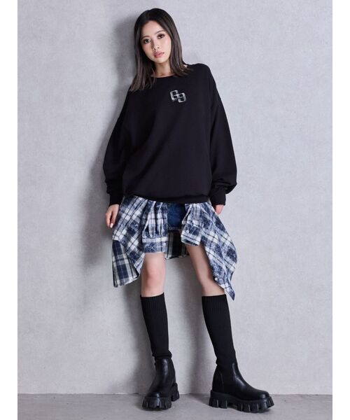 GYDA（ジェイダ） ブラウス シャツ processing checkered print loose