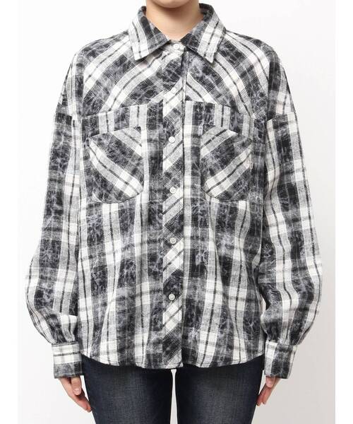 GYDA（ジェイダ） ブラウス シャツ processing checkered print loose