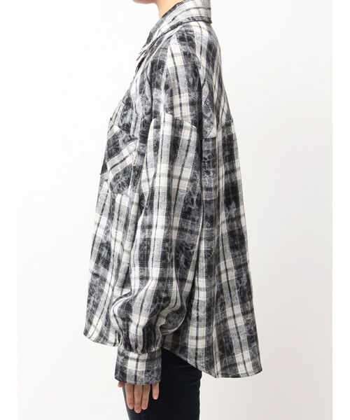 GYDA（ジェイダ） ブラウス シャツ processing checkered print loose