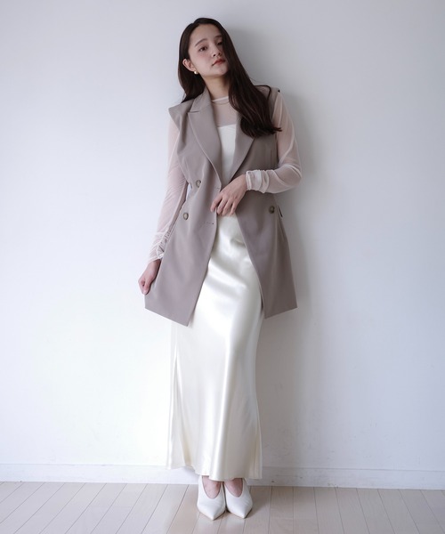 【eimy istoire 】シースルートップス　ベージュ シアートップス