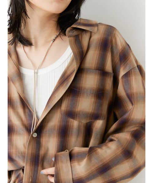 【新品】 ungrid 起毛ルーズチェックシャツ Ungrid ルーズチェック起毛シャツ ネイビー -靴＆ファッション通販