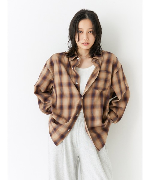 Ungrid（アングリッド） ブラウス シャツ ビッグルーズチェックシャツ