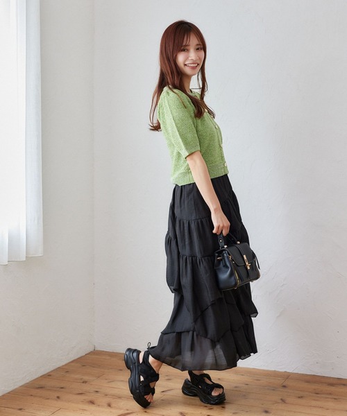 「mysty woman」 ニットカーディガン FREE グリーン レディース_画像2
