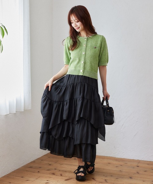 「mysty woman」 ニットカーディガン FREE グリーン レディース_画像3