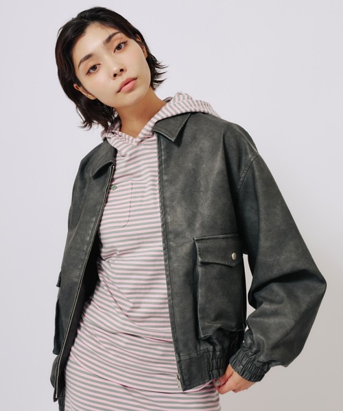 atmos girls コート アウター atmos pink Faux Leather Jacket
