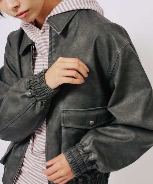atmos girls コート アウター atmos pink Faux Leather Jacket