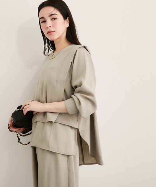 LE CERCLE par rope' ブラウス シャツ ラメストライプ2WAYヘムタック