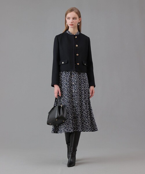 ANAYI】美品 ウールプリペラノーカラージャケット 36 セレモニー ANAYI