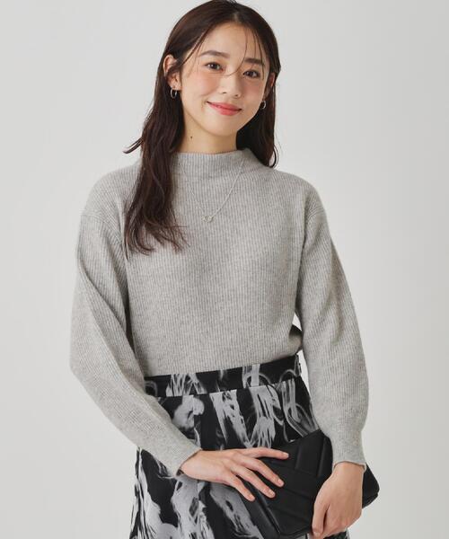 ニット セーター 「ヘアリー感／軽い」モックネックニット レディース