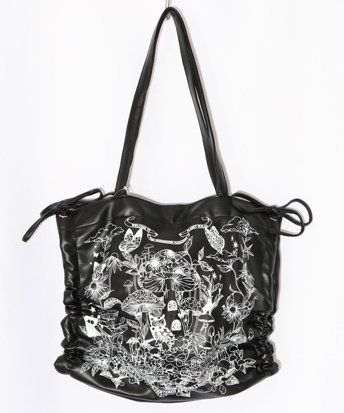 ScoLar（スカラー） トートバッグ 653442：きのこランド柄サイド絞り合