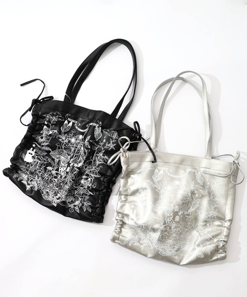 ScoLar（スカラー） トートバッグ 653442：きのこランド柄サイド絞り合