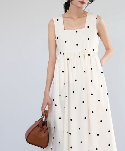 「ELFRANK」 ノースリーブワンピース FREE オフホワイト レディース_画像6