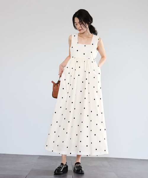 「ELFRANK」 ノースリーブワンピース FREE オフホワイト レディース_画像7