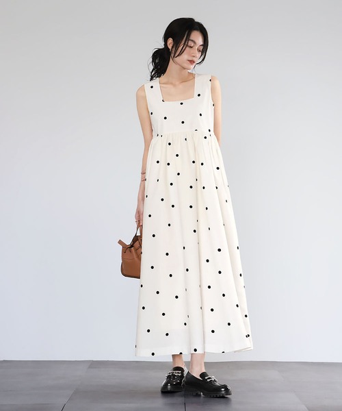 「ELFRANK」 ノースリーブワンピース FREE オフホワイト レディース_画像8