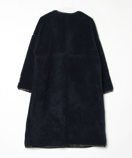 「nop de nod」 ノーカラーコート 3 ネイビー レディース_画像2