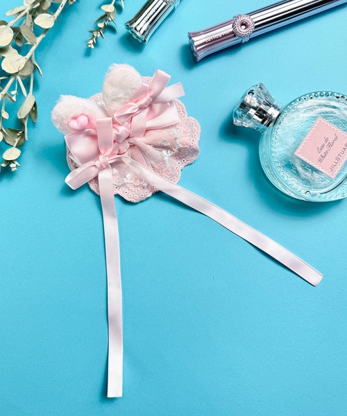 なな様再販♡ハンドメイド♡リバティ ジョアンナ ヘアクリップ 水色 うさぎ MAISON SELECT ヘアクリップ 11D10-TJ パステルリボン フリルレース