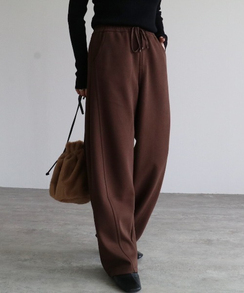 パンツ 裏ミンクファータッチ切替カーブパンツ レディース : ZOZOTOWN