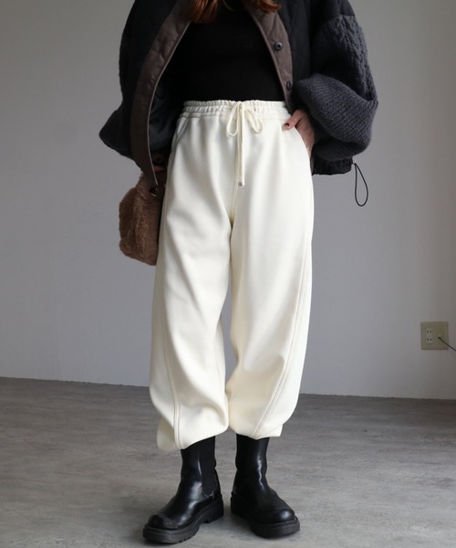 パンツ 裏ミンクファータッチ切替カーブパンツ レディース : ZOZOTOWN