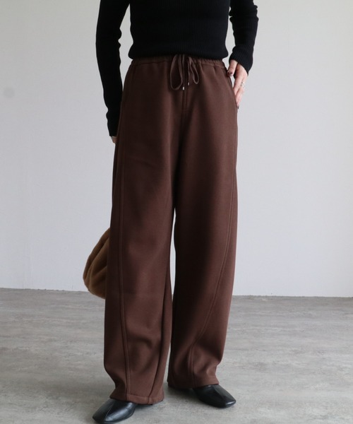 パンツ 裏ミンクファータッチ切替カーブパンツ レディース : ZOZOTOWN