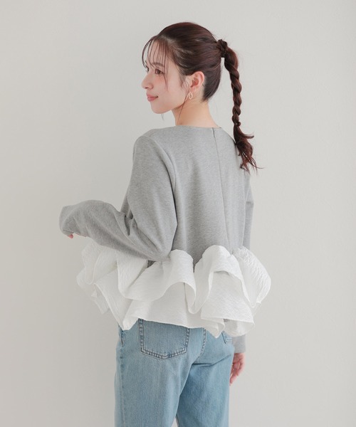 にゃ様♥︎フリルトップス&フリルスウェット Fit more（フィットモア） カーブフリルジャガードスウェットトップス
