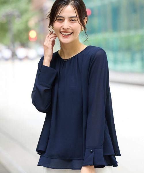 オブリシフォンブラウス 楊柳シフォンケープブラウス[fo1694] | レディースファッション通販の