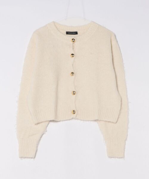 STONE  ホワイト カーディガン QUEENS COURT（クイーンズコート） カーディガン ソフトシャギーキモウ